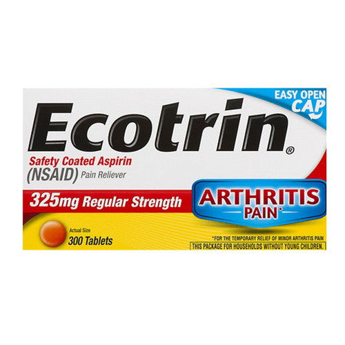 Ecotrin Adult Regular Strength Safety Coated Enteric Aspirin Tablets 325 Mg - 300 Ea